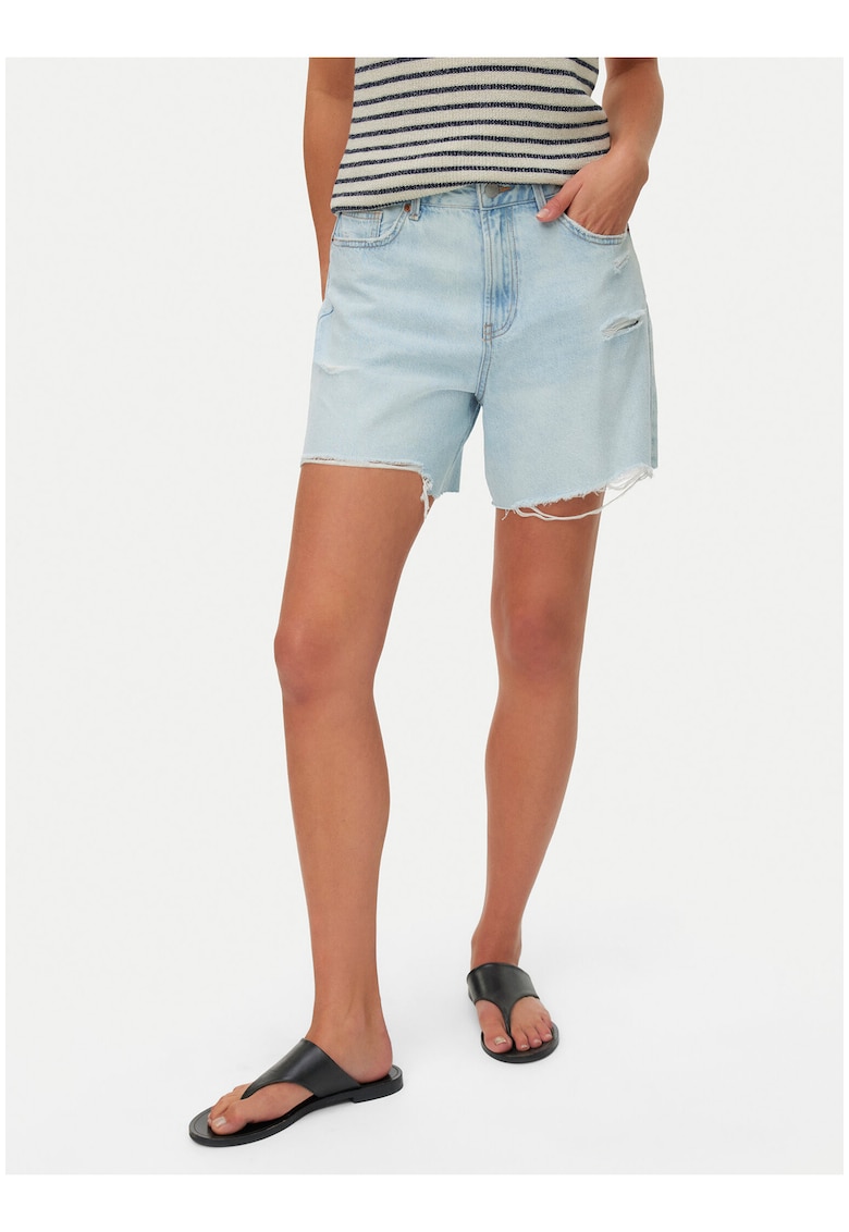 Pantaloni scurti dama - albastru deschis - bumbac - regular fit