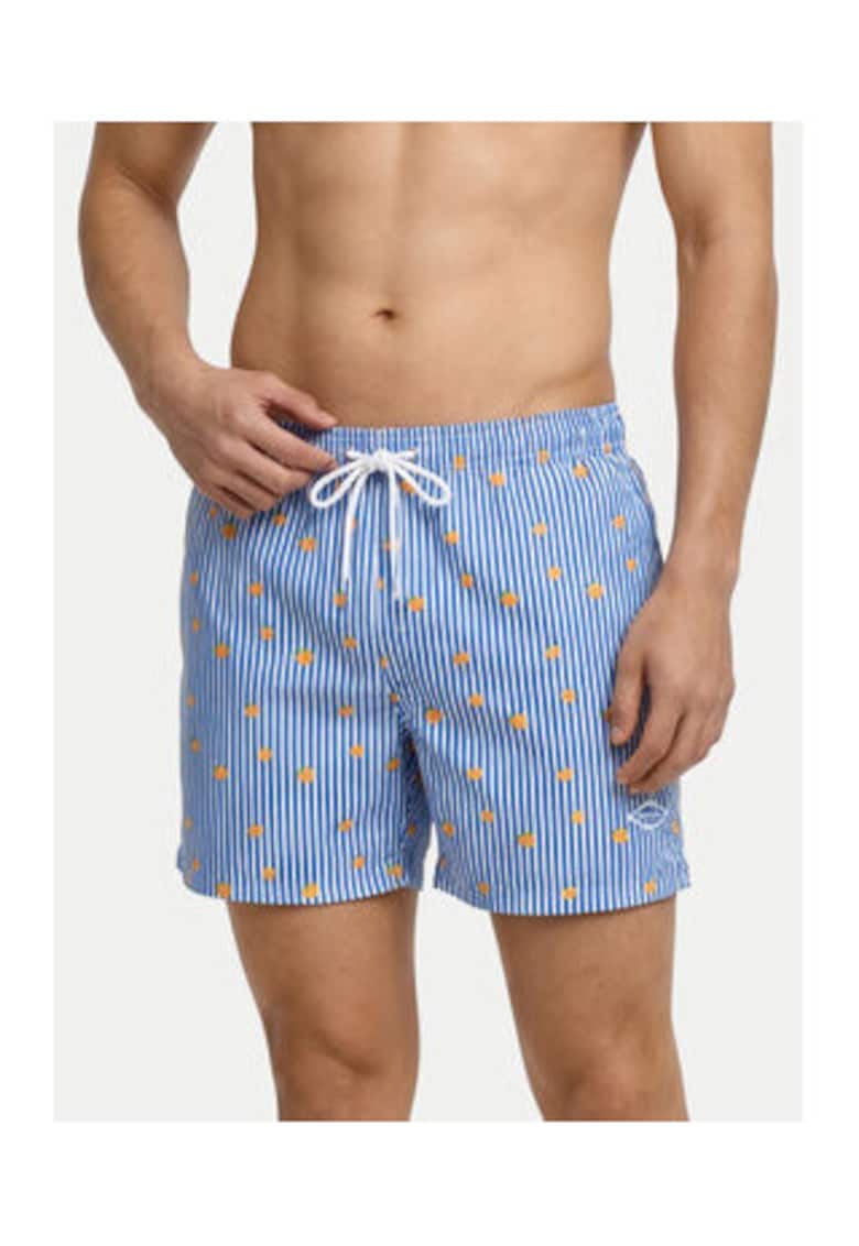 Pantaloni scurti de baie barbati - multicolor - dungi - poliester reciclat -