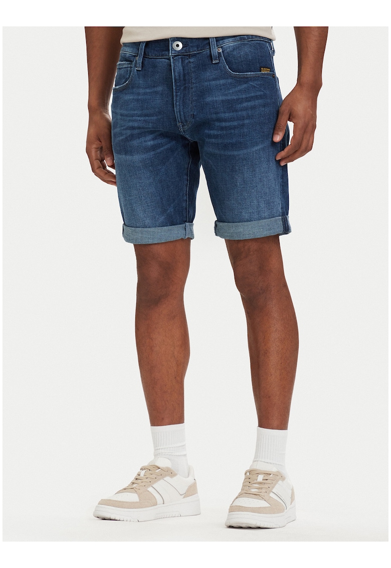 Pantaloni scurti barbati - G-Star Raw - albastru - denim - slim fit - bumbac organic