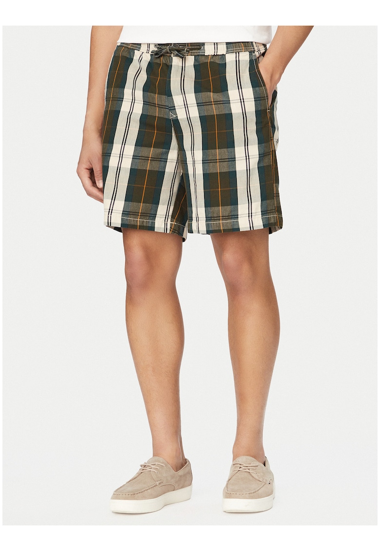 Pantaloni barbati - casual - carouri - verde - bumbac