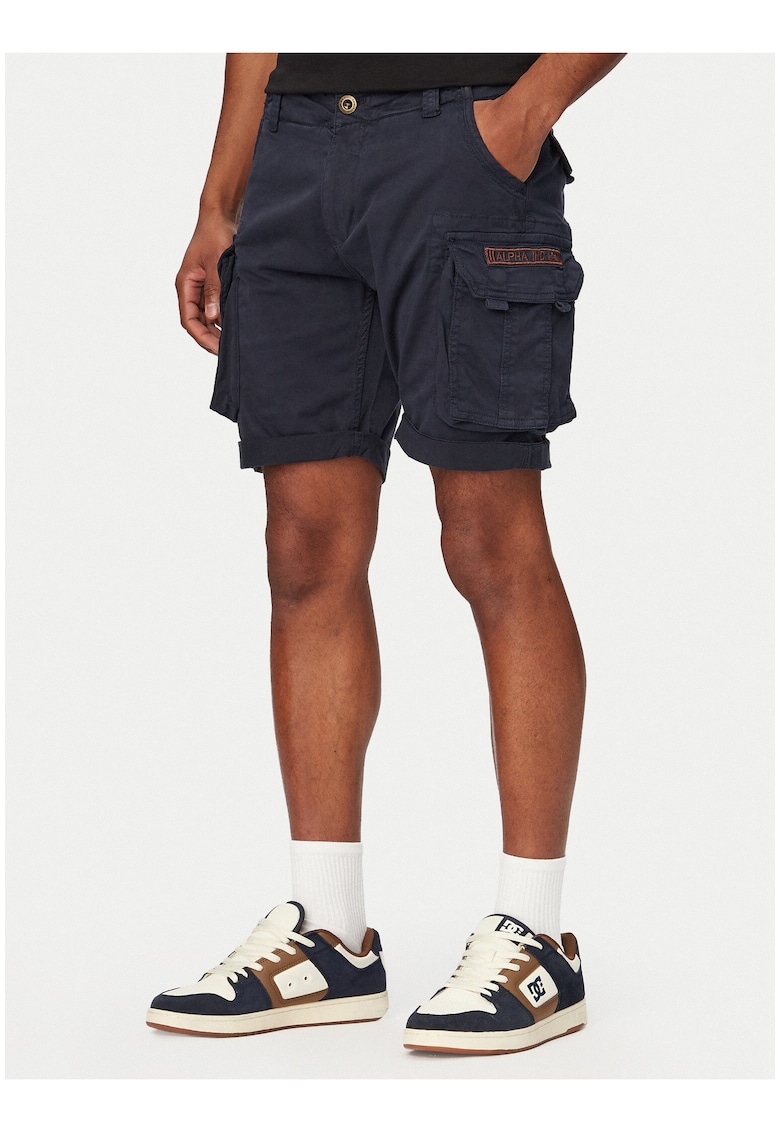 Pantaloni scurti barbati - casual - fermoar - bleumarin - bumbac