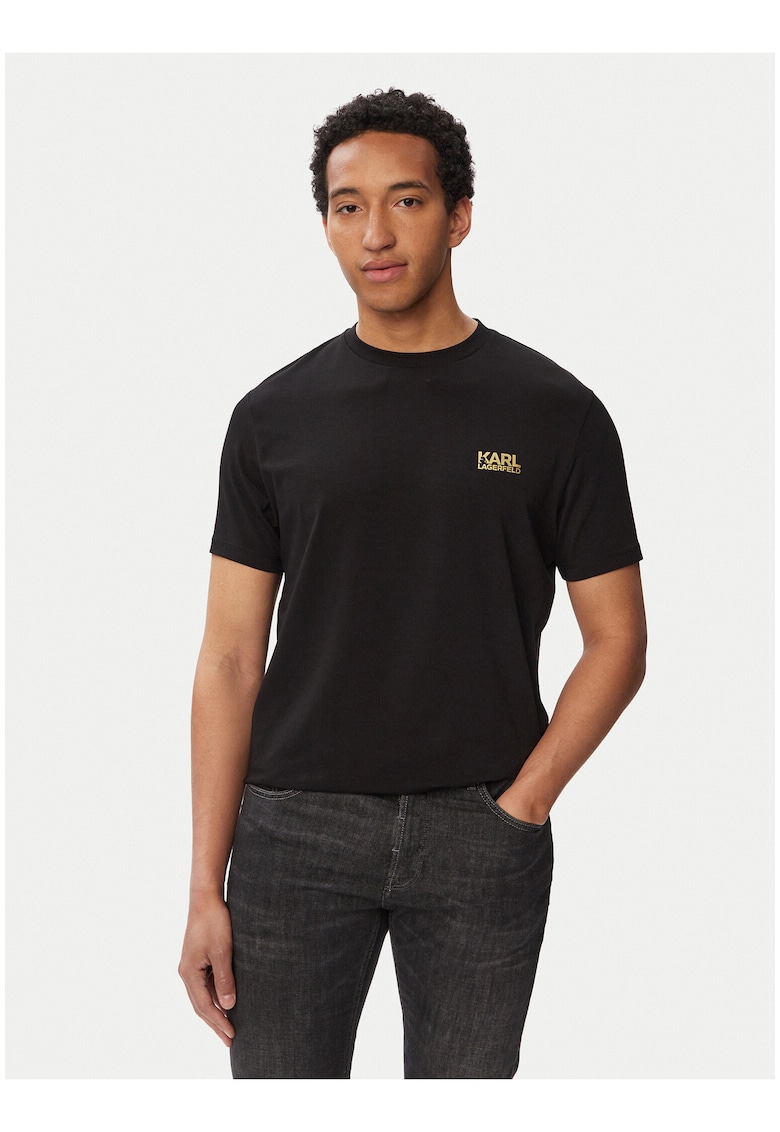 Tricou barbati - negru - bumbac - regular fit - logo