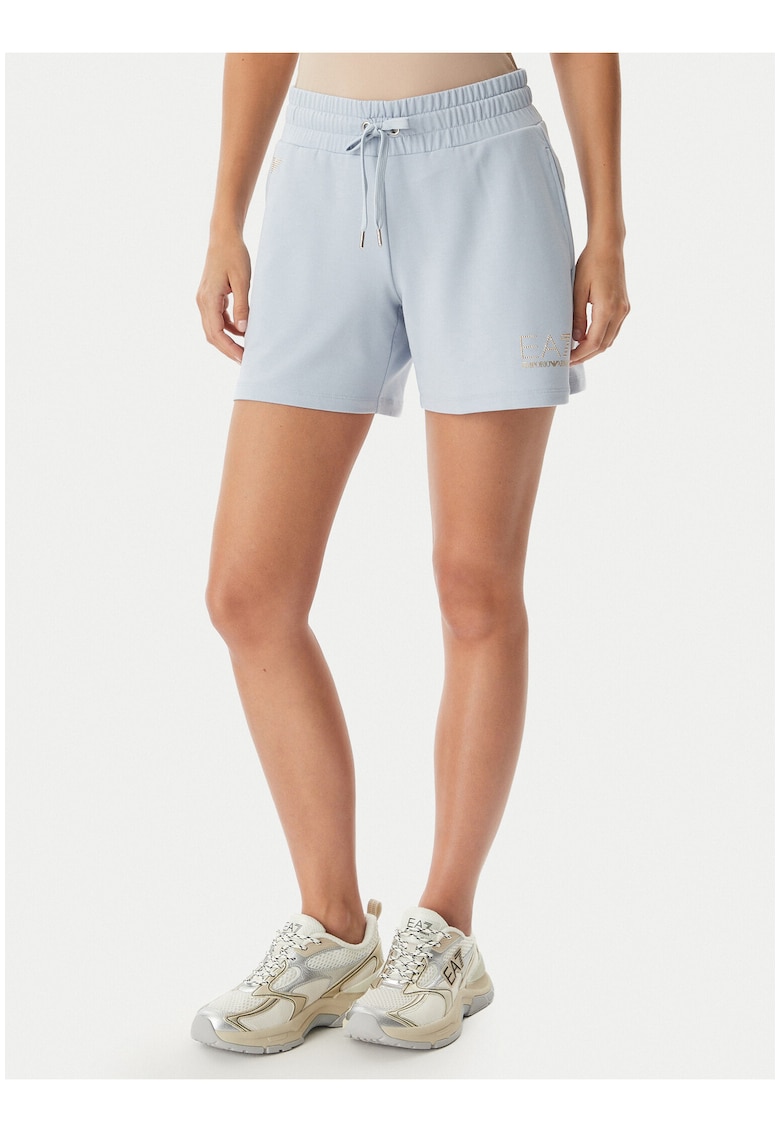 Pantaloni scurti sportivi - albastru - confortabili - din poliester si viscoza