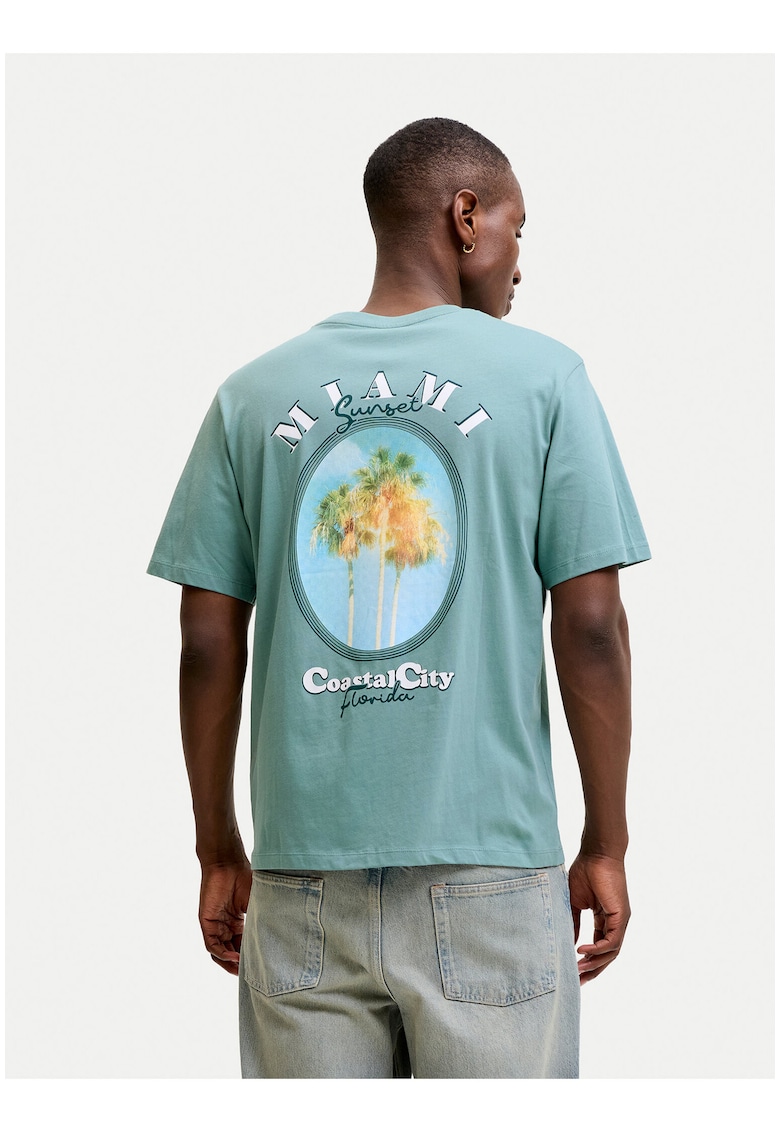 Tricou Barbatesc - Verde/Albastru - Bumbac - Croiala Regular Fit