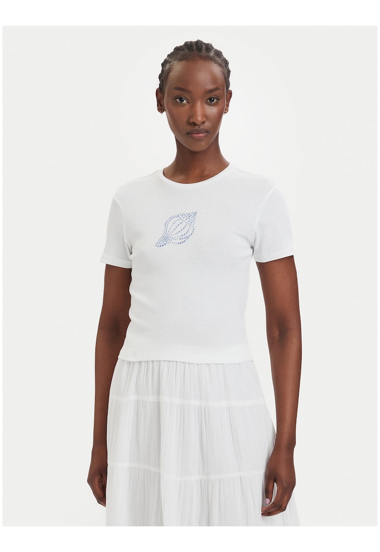 Tricou dama - alb - bumbac organic - croiala regular fit