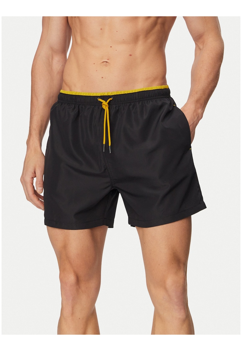 Pantaloni scurti de baie barbati - negru - poliester - imprimeu uni