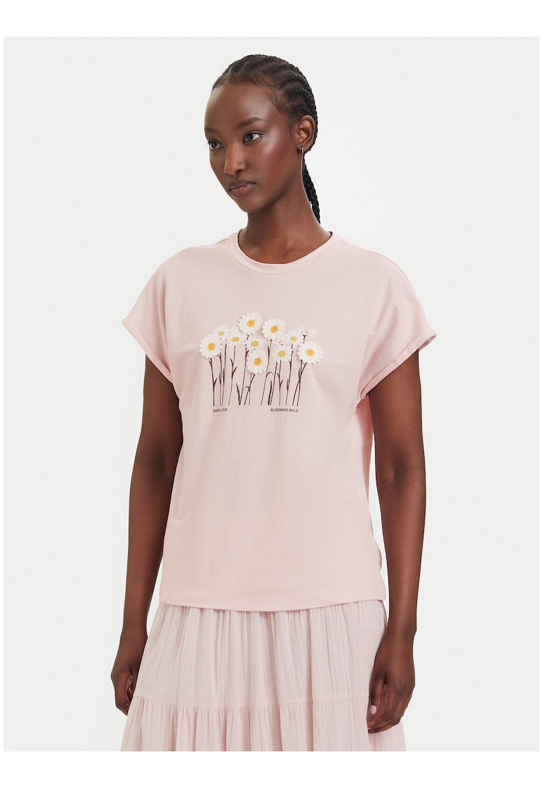 Tricou dama - roz - regular fit - viscoza-nailon
