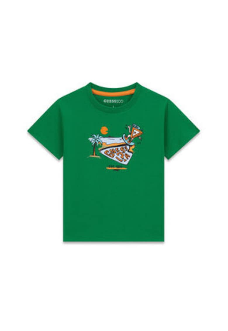 Tricou copii - pentru baieti - verde - bumbac - imprimeu grafic