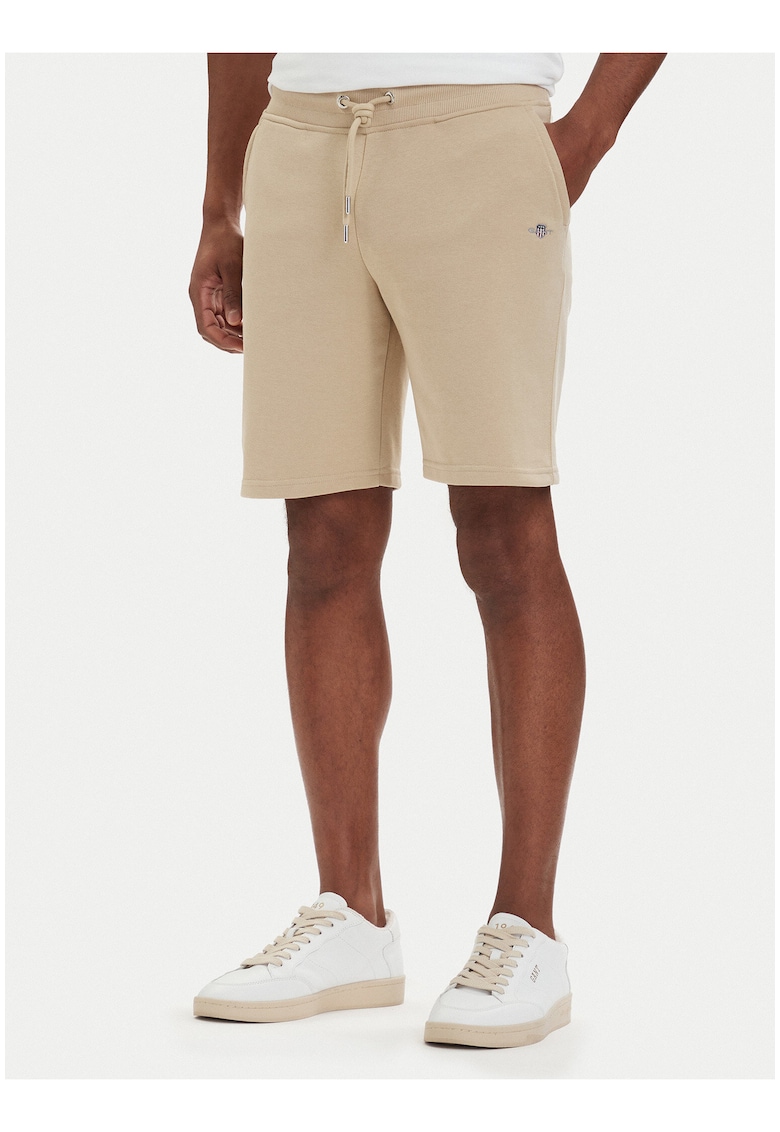 Pantaloni scurti sport Barbati - Bej - bumbac si poliester reciclat