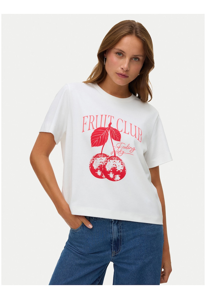Tricou dama - alb - bumbac organic - imprimeu grafic