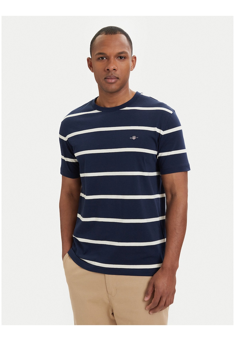 Tricou barbati - dungi - albastru - bumbac organic