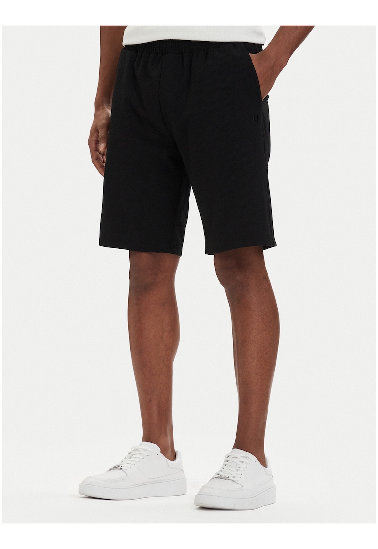 Pantaloni scurti sport Barbati - negru - poliester-viscoza