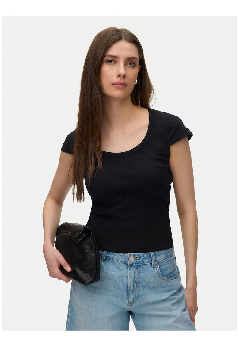Tricou dama - negru - bumbac organic - uni