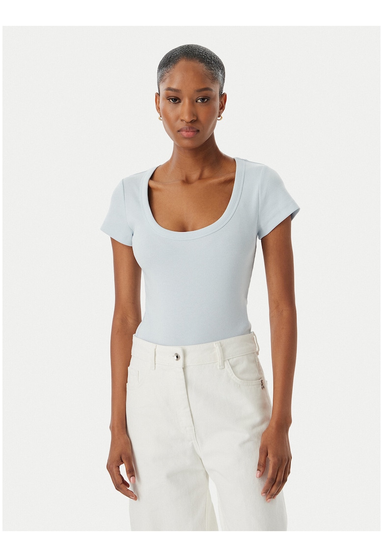 Tricou dama - albastru - bumbac organic - croiala regular fit