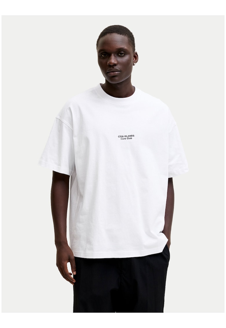 Tricou barbati - Jack Jones - alb - grafic - bumbac