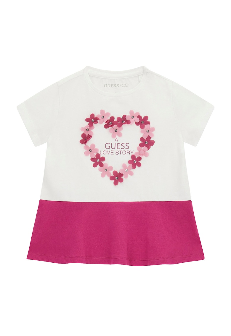 Tricou copii - Alb/Roz - bumbac - imprimeu grafic