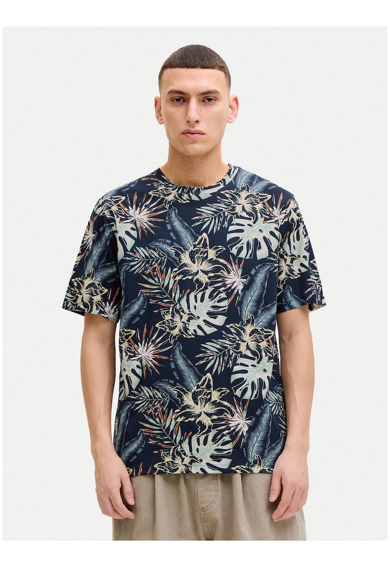Tricou barbati - bleumarin - imprimeu grafic - bumbac