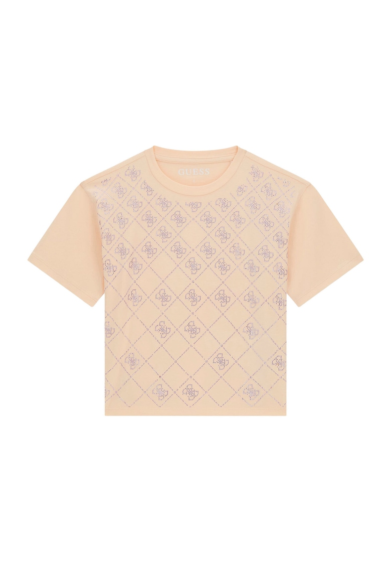 Tricou copii - portocaliu - bumbac - cu detalii decorative