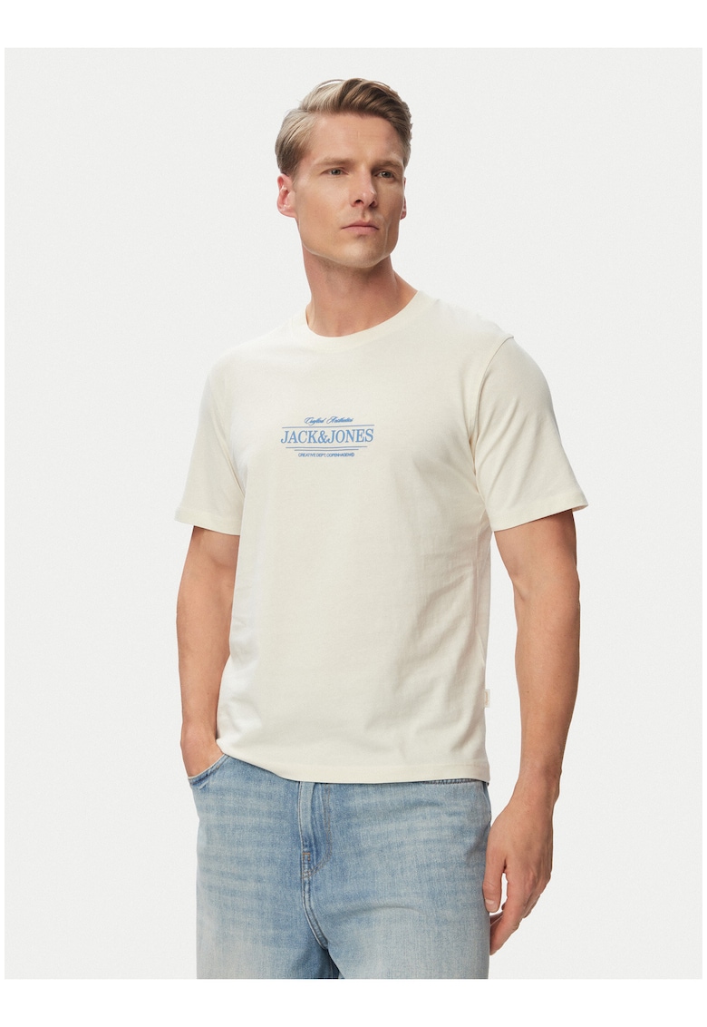 Tricou barbati - Jack Jones - bej - imprimeu grafic - bumbac