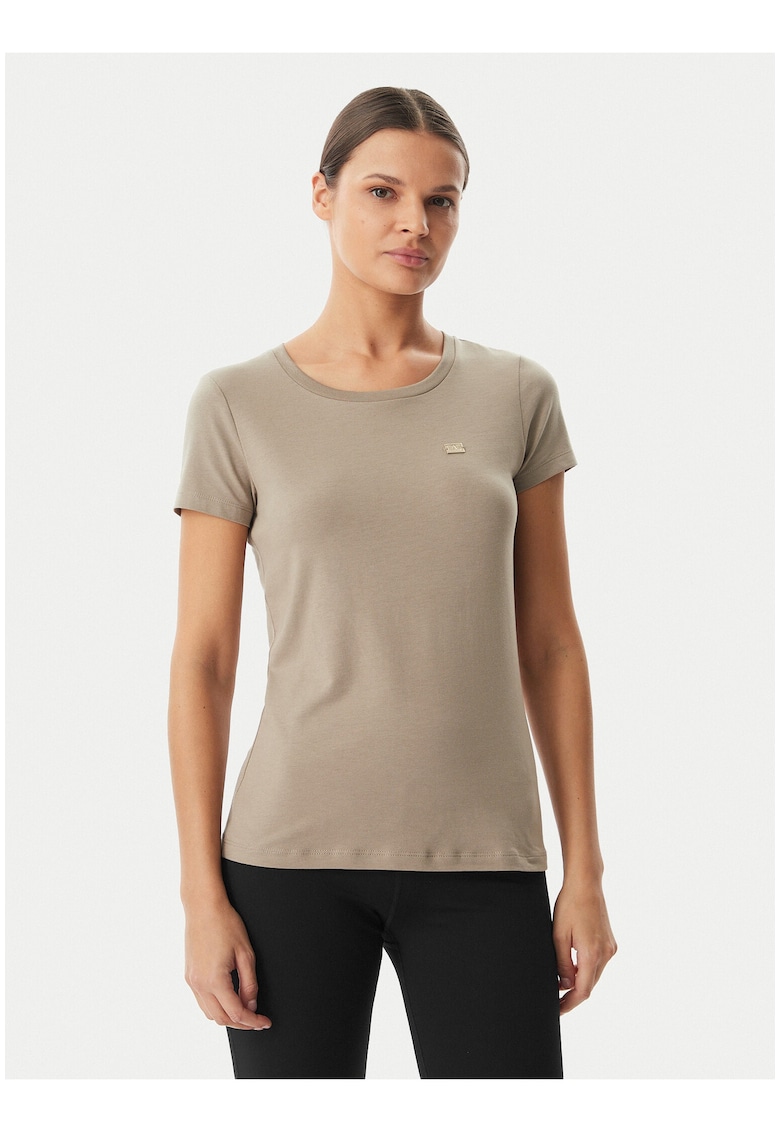 Tricou dama - regular fit - maro - bumbac