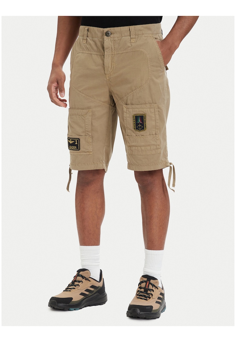Pantaloni casual bej bumbac - Verde/Bej