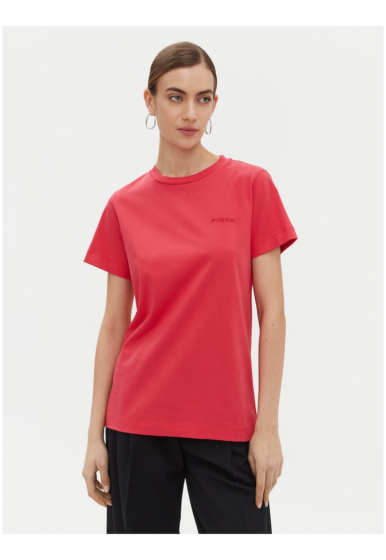 Tricou dama - rosu - bumbac - imprimeu grafic - croiala regular fit -