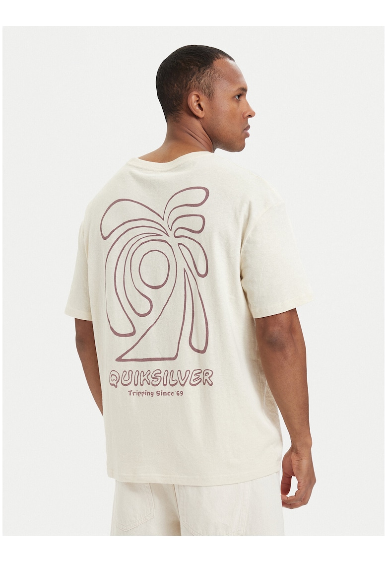 Tricou barbati - bej - bumbac - imprimeu grafic