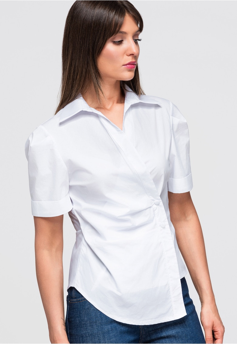 Camasa dama slim fit cu guler clasic - maneci scurte - 100% bumbac OW-TS-E0041 - Alb