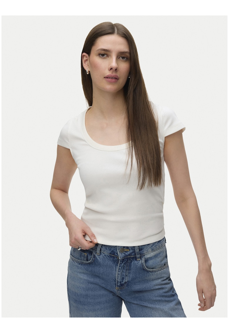 Tricou dama - alb - slim fit - bumbac organic