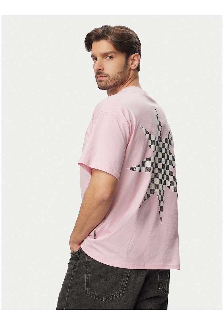 Tricou barbati - bumbac - imprimeu grafic - croiala regular fit - Roz
