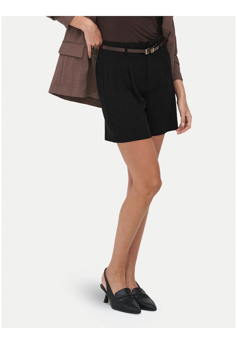 Pantaloni scurti dama - negru - talie inalta - material viscoza