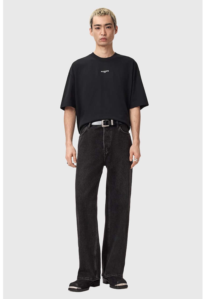 Tricou lejer din bumbac Mikro - Negru stins/Alb murdar