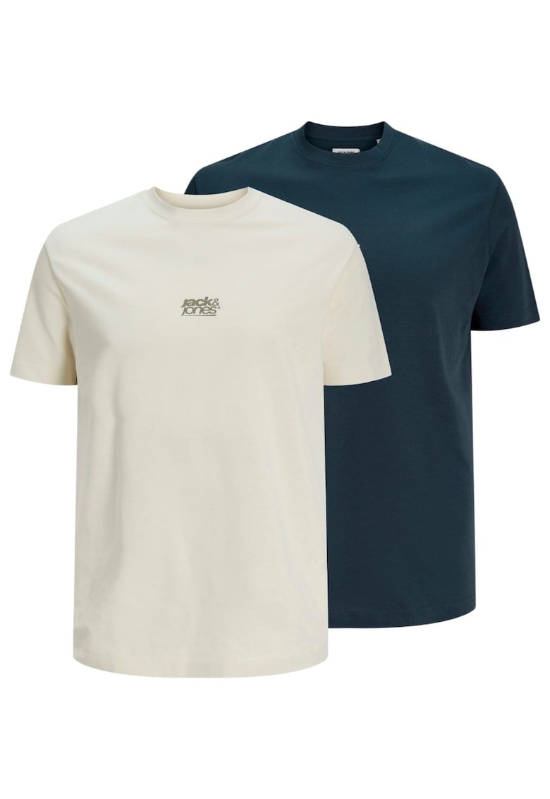 Tricou JACK &JONES Breeze Back Print 2Pk PLS 62268 - Bej/Albastru