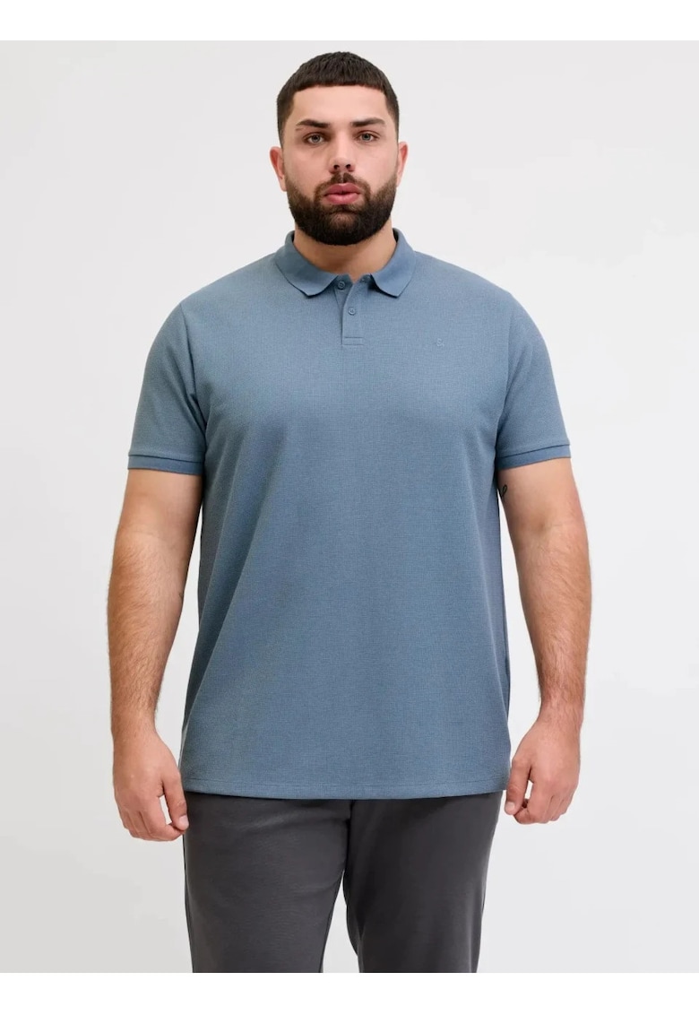 Plus Tricou polo barbati big sizes - cu logo - Regular fit - Austin - Albastru -