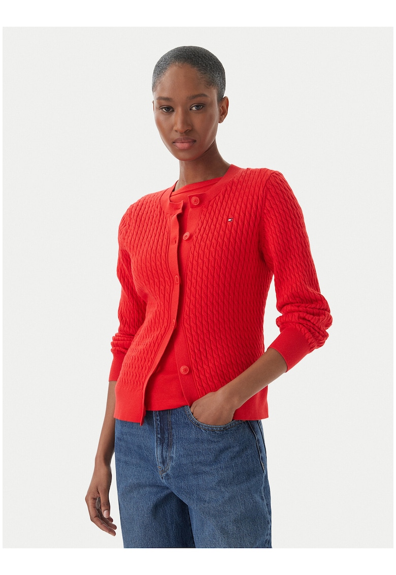Cardigan din bumbac cu model texturat