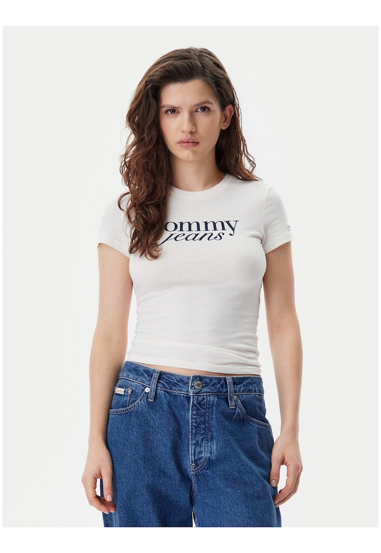 Tricou slim fit cu imprimeu logo -