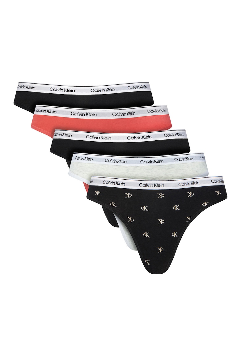 Set de chiloti tanga cu logo - 5 perechi