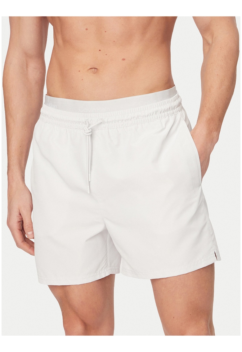 Pantaloni scurti de baie cu buzunare laterale si snur in talie