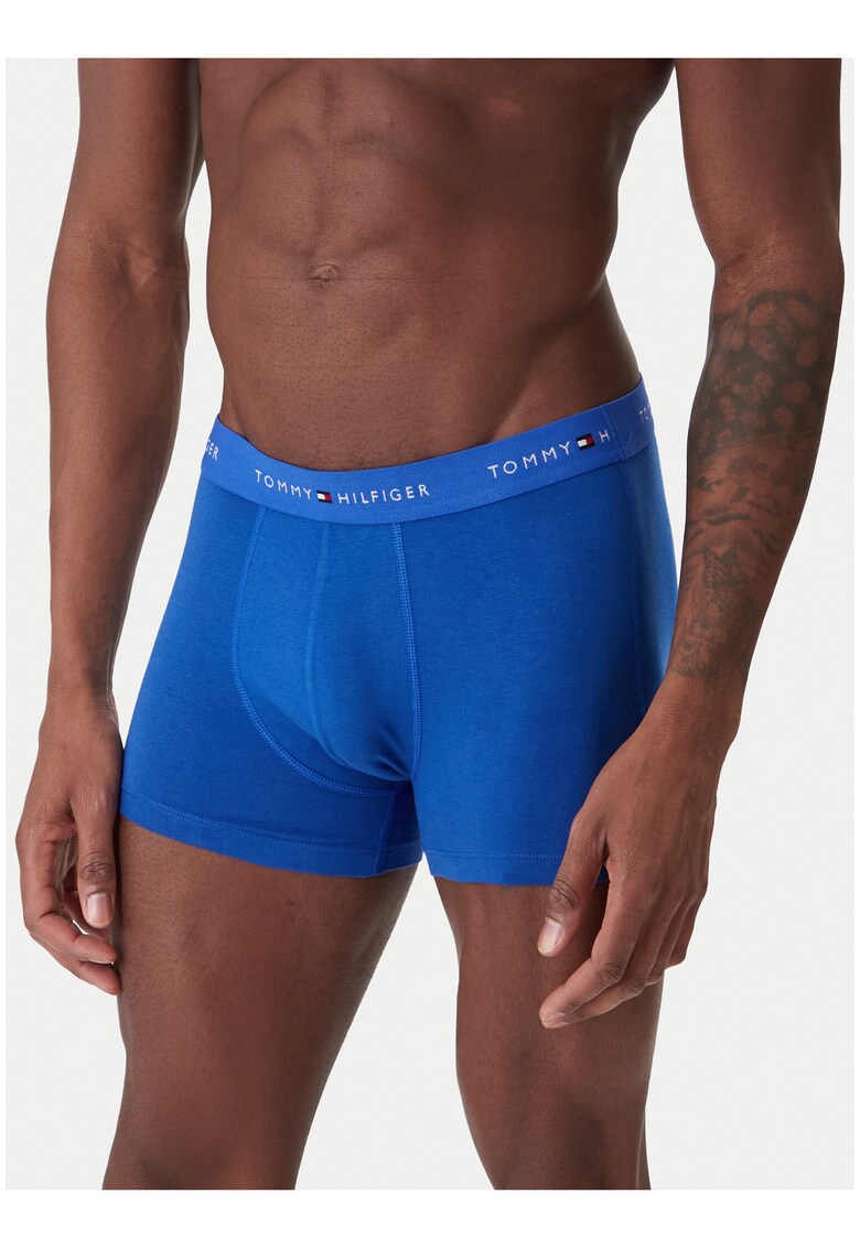 Set de boxeri cu banda logo in talie si model uni - 3 perechi -