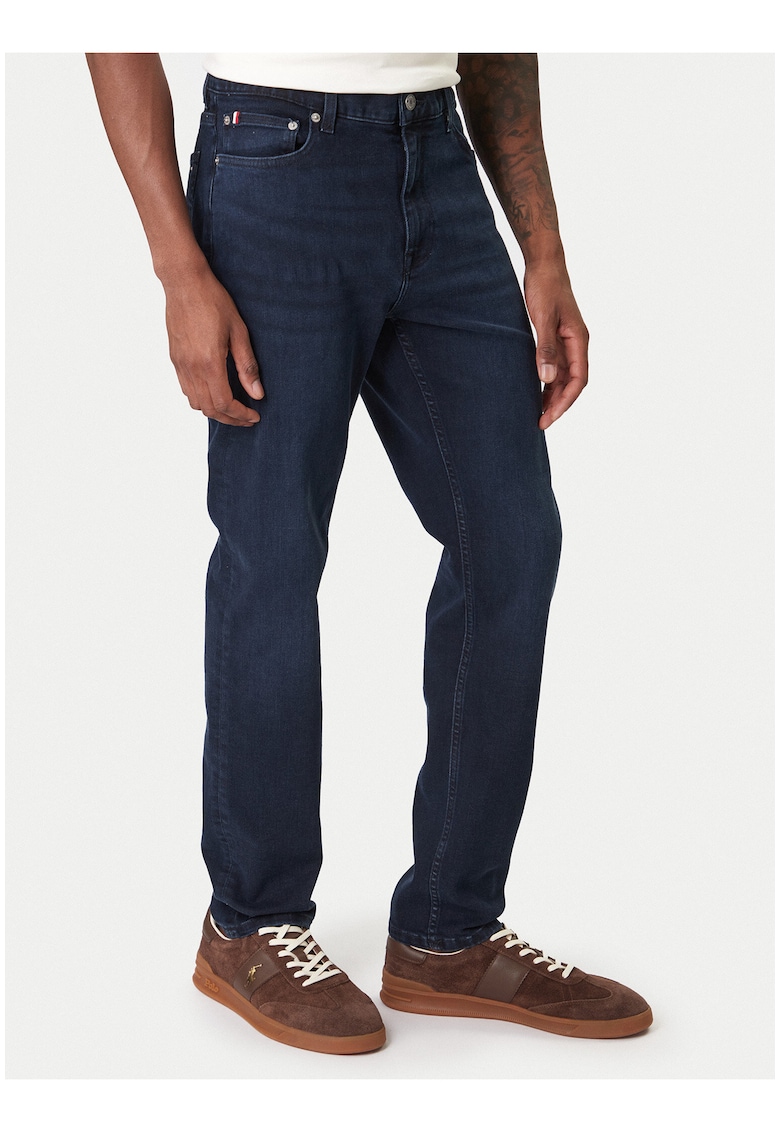 Blugi slim fit cu talie medie si model uni