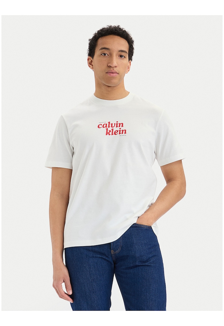 Tricou regular fit cu logo contrastant pe piept