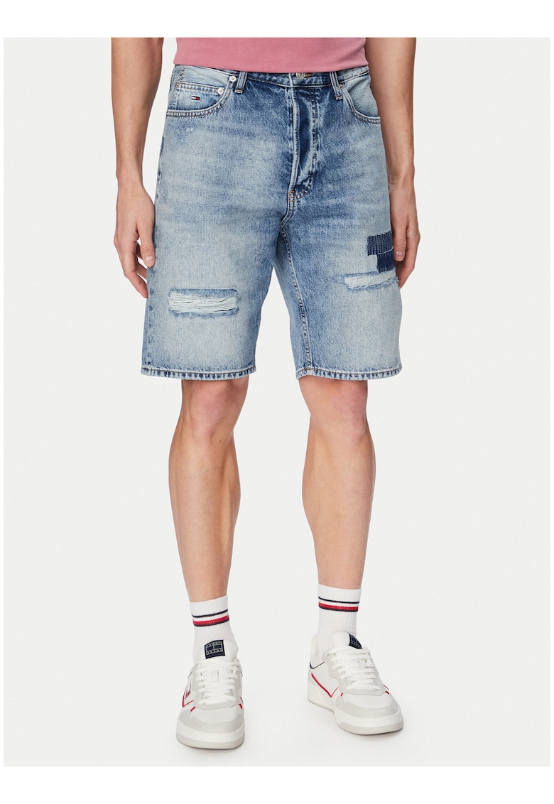 Pantaloni scurti regular fit din denim cu rupturi decorative
