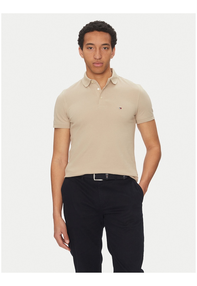 Tricou din amestec de bumbac organic - cu guler polo