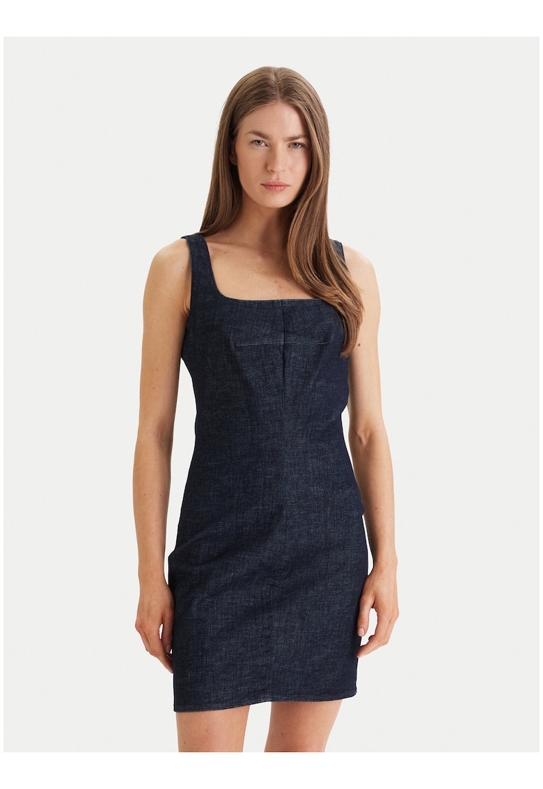 Rochie mini din amestec de lyocell cu decolteu patrat -