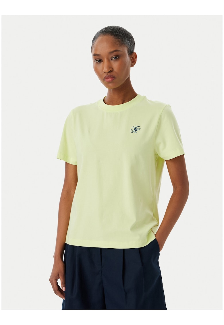 Tricou cu croiala regular-fit si decolteu la baza gatului