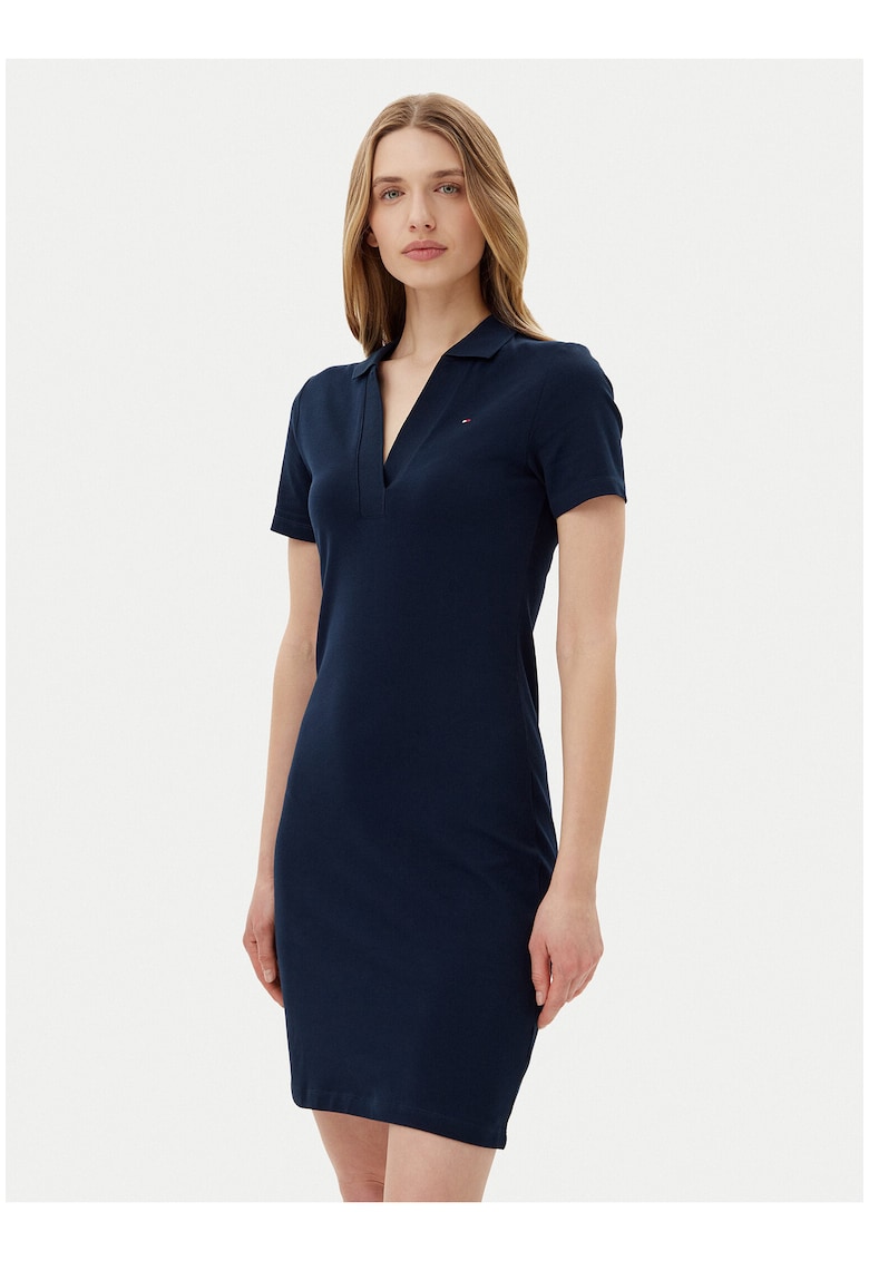 Rochie polo cambrata cu decolteu in V
