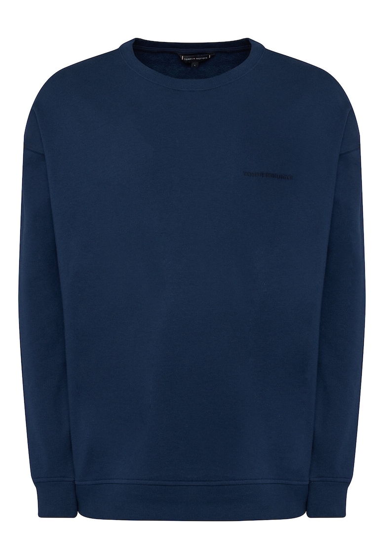 Bluza de trening regular fit din amestec de bumbac cu decolteu la baza gatului si logo discret