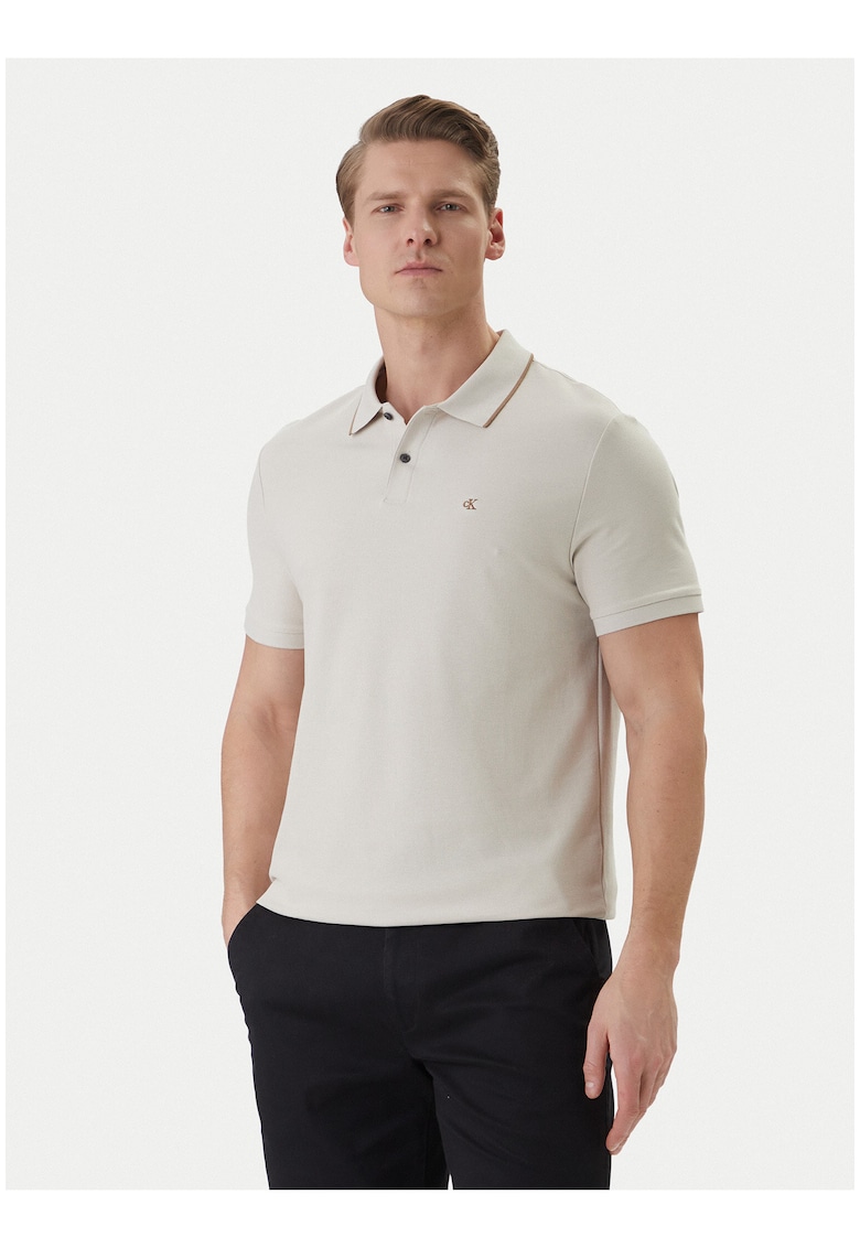 Tricou polo din bumbac cu slituri la terminatie