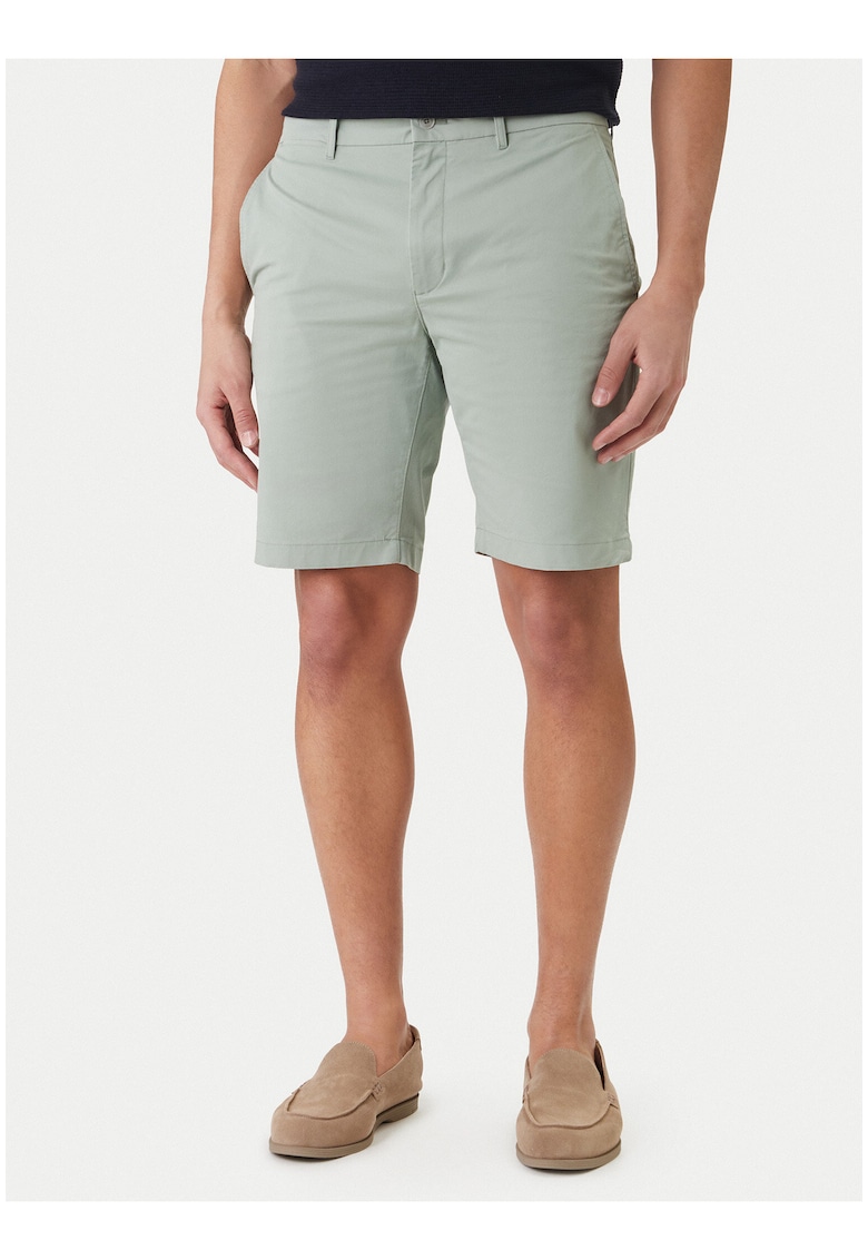 Bermude uni slim fit cu talie inalta