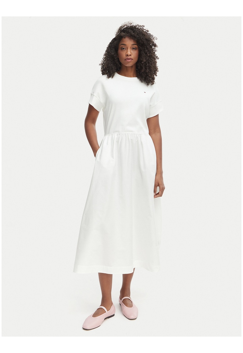 Rochie din amestec de bumbac organic cu doua buzunare